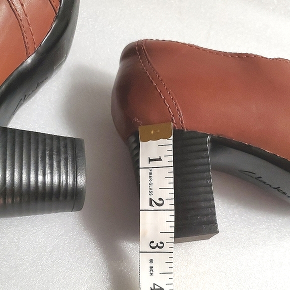 CLARKS Bendables Brown Leather Chunk Heel.  Size 9 1/2 - Picture 12 of 12